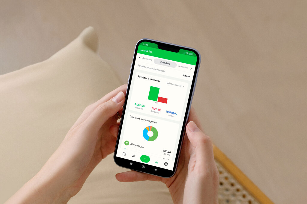 app da Organizze no celular para organizar finanças para autônomos