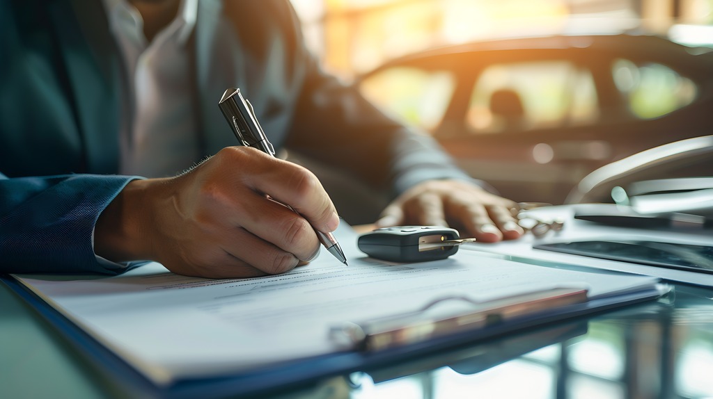 pessoa assinando documento após verificar se financiar carro vale a pena